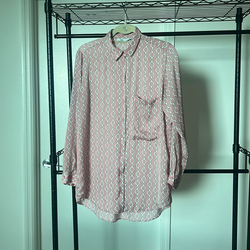 Soft Pink Patterned Zara Blouse